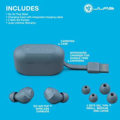 Go Air Pop True Wireless Earbuds W/ Charging Case, Slate