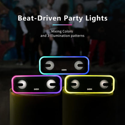 Soundbox Pro+ Bluetooth Speaker with 24W Impressive Sound, Booming Bass, IPX6 Waterproof, 15Hrs Playtime, Wireless Stereo Pairing, Mixed Colors Lights, 66 FT- Grey