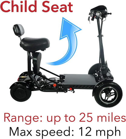 Fold and Travel Mobility Scooters for Adults 4 Wheel Long Range Mobility Scooter Electric Wheelchair Power (Gold)